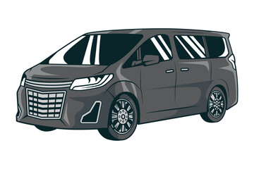 Cartoon MPV Car Vector Illustration