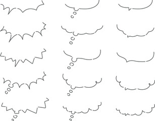 シンプルな線画の吹き出しイラストセット