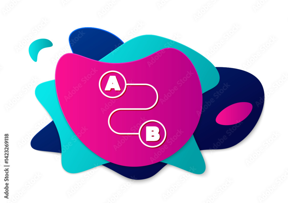 Poster color route location icon isolated on white background. map pointer sign. concept of path or road. g