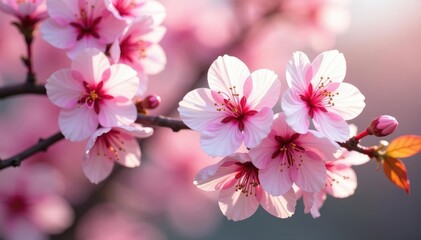 Fototapeta premium Vibrant pink and white sakura, full bloom, repeating motif , bloom, sakura