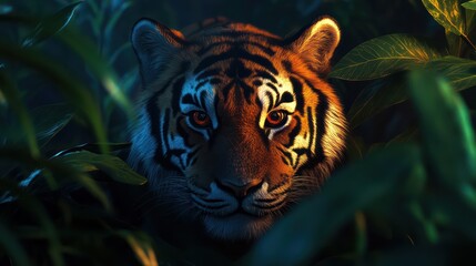 Split color tiger artistic wildlife image