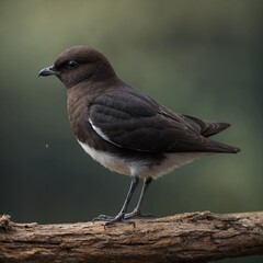Storm Petrel bird on piece of wood