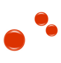 Minimalist red bubble trio floating in clean composition.