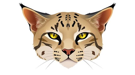 Obraz premium Brown Spotted Cat with Tufted Ears – Bold Digital Feline Portrait