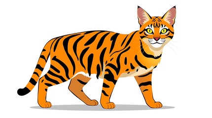 Fototapeta premium Tiger-Striped Orange Cat – Stylized Digital Illustration