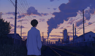 Industrial sunset walk