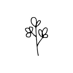 cute hand drawn flower vector illustration in black and white style