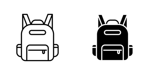 Backpack icon vector symbol collection on white background.