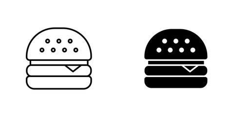 Burger icon vector symbol collection on white background.