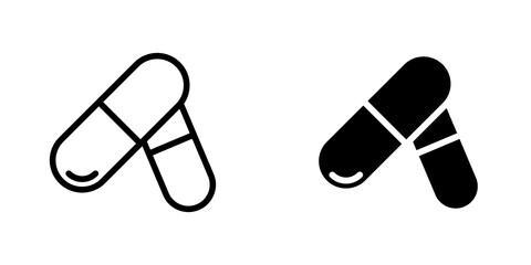 Capsule icon vector symbol collection on white background.