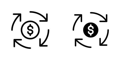 Cash flow icon vector symbol collection on white background.