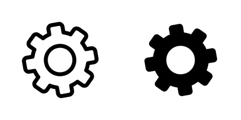 Cogwheel icon vector symbol collection on white background.