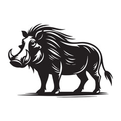 Iconic warthog silhouette vector created for high-visibility designs and logos – warthog silhouette – warthog vector – warthog illustration – silhouette of warthog – warthog icon

