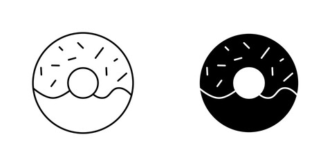 Donut icon vector symbol collection on white background.
