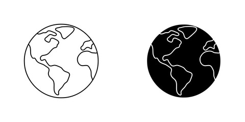 Earth icon vector symbol collection on white background.