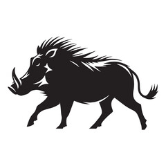 Strong warthog silhouette vector ideal for use in animal-themed logos – warthog silhouette – warthog vector – warthog illustration – silhouette of warthog – warthog icon

