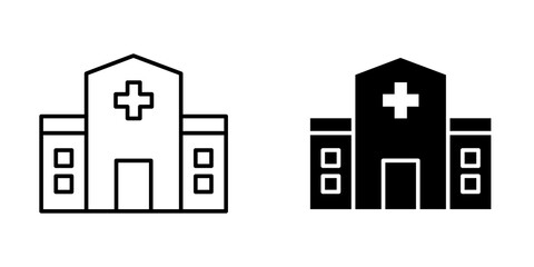 Hospital icon vector symbol collection on white background.