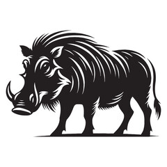 Minimalistic warthog silhouette vector ideal for versatile logo applications – warthog silhouette – warthog vector – warthog illustration – silhouette of warthog – warthog icon


