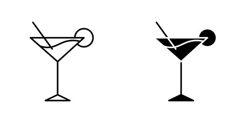 Martini glass icon vector symbol collection on white background.