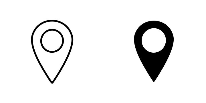 Map marker icon vector symbol collection on white background.