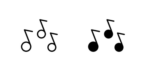 Music note icon vector symbol collection on white background.