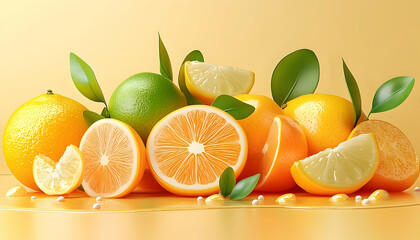 Fresh citrus fruits display for healthy food commercial