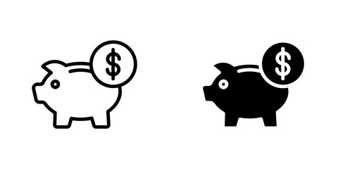Piggy bank icon vector symbol collection on white background.