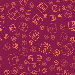Obraz premium Brown line Head hunting icon isolated seamless pattern on red background. Business target or Employment sign. Human resource and recruitment for business. Vector