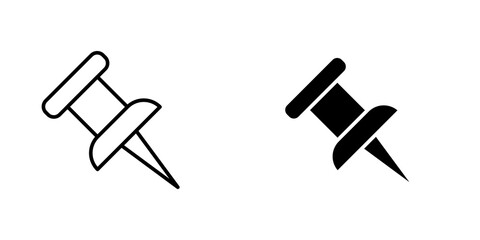 Push pin icon vector symbol collection on white background.