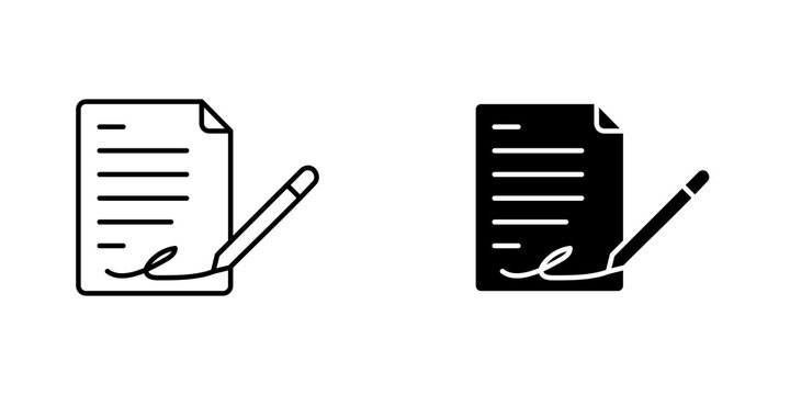 Signed contract icon vector symbol collection on white background.