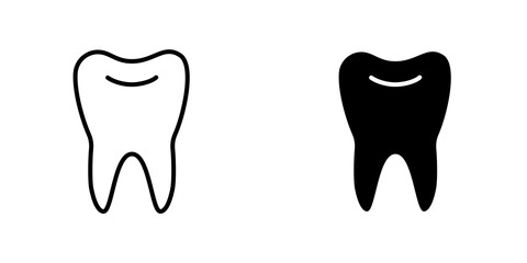 Tooth icon vector symbol collection on white background.
