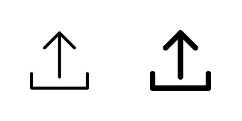 Upload arrow icon vector symbol collection on white background.