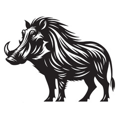 Strong warthog silhouette vector with bold design lines for logos – warthog silhouette – warthog vector – warthog illustration – silhouette of warthog – warthog icon

