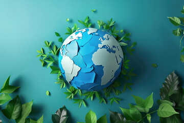 Greeting card with holiday composition for world environment day, abstract vivid composition consists of fictional unreal fantastic vision on background