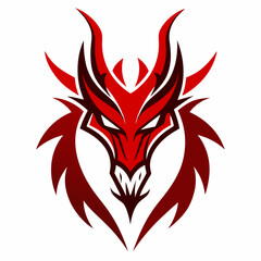 Fototapeta premium Dragon head tattoo design vector emblem, artistic lines, isolated on white background