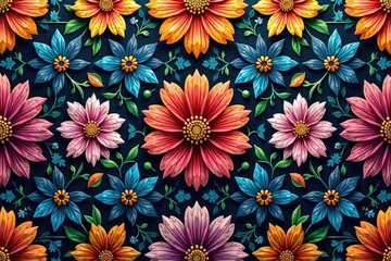 Fototapeta premium Intricate floral design, repeating seamlessly , wrapping paper, ornate, pattern