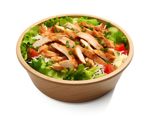 Take away food, chicken salat and rice on a transparent background