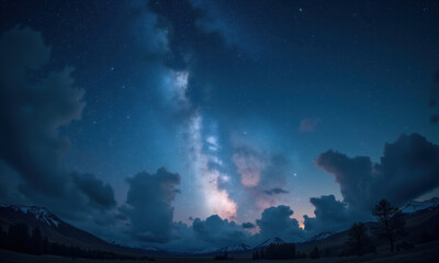 Milky Way Galaxy Night Sky Landscape - Dark Moody Tones