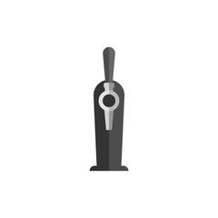 Beer tap dispenser with handle. Front view. Vector icon and illustration on white background.