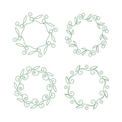 Aesthetic floral frame circle art decoration isolated.