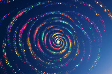Colorful swirling galaxy creating a mesmerizing vortex effect in space at night