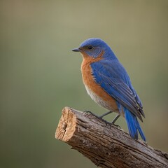  Western Bluebird bird on piece of wood