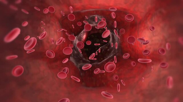 3d rendering red blood cells in vein 4k footage