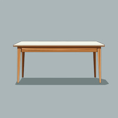 Wooden dining table with minimalist design and clean lines on gray background