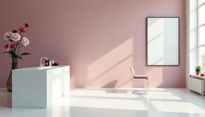 Bright, smooth white surface ideal for cosmetics display, surface, background, luxury