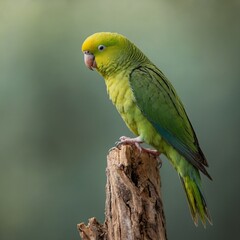 Uvea Parakeet bird on piece of wood