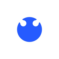 One round separate puzzle piece. Puzzle detail in circle shape. Vector illustration on a white background. 
