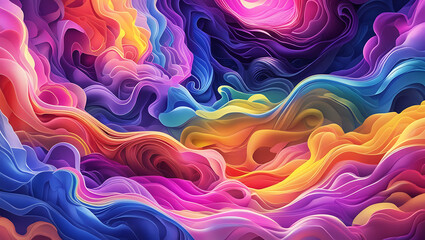Obraz premium Vibrant Swirl of Colorful Waves in Pink Purple and Orange 