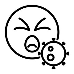 Coughing icon, line icon style