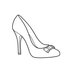 Various shoes in different styles and colors displayed in rows on a blue background. Concept of fashion shoes. Vector illustration